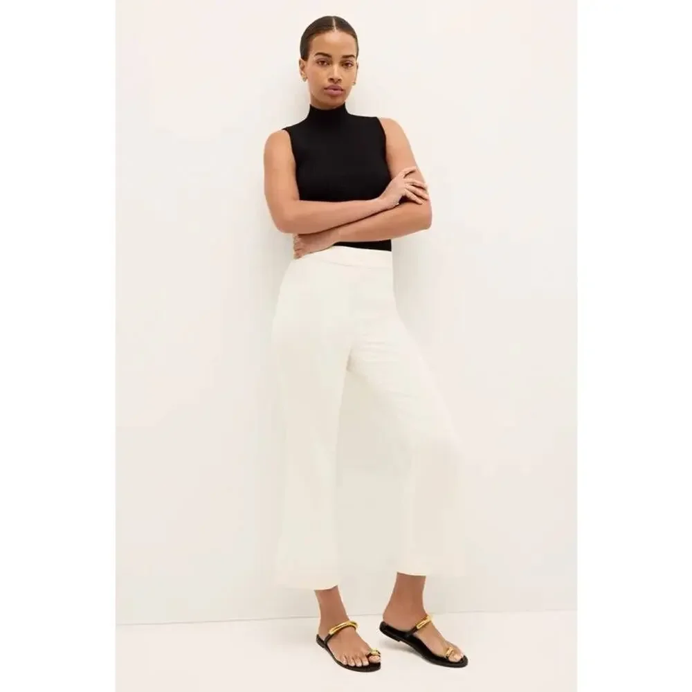 Marie Oliver Mia Crop Pant in Bone White US 6 NWT Minimalist Soft Girl - Picture 1 of 6